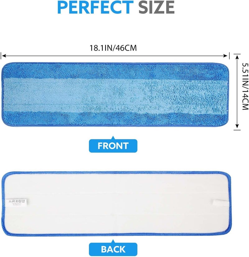 wlich 6 Pack Microfiber Cleaning Pads are Compatible with Bona Mop,18 Inch Replaceable Mop Pad Refill,Washable & Reusable Blue Microfiber Mop Pads for Hardwood and Hard-Surface Floors - Image 2